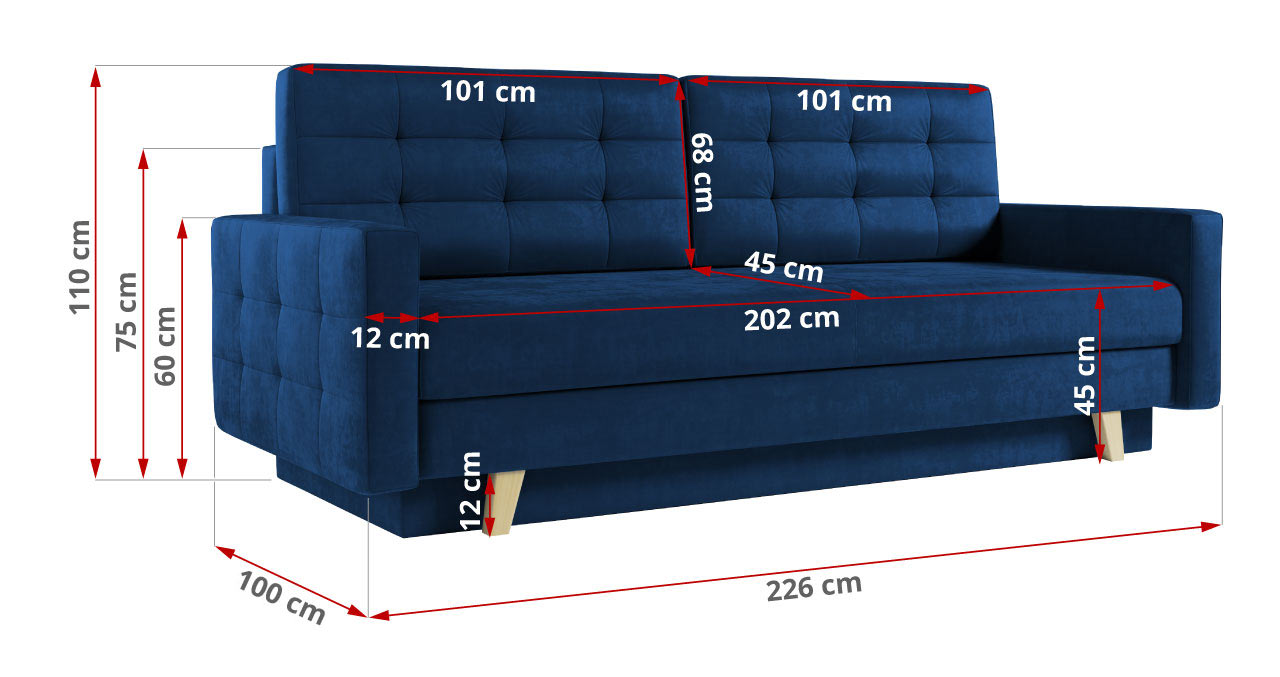 sofa friga ciemnoniebieska