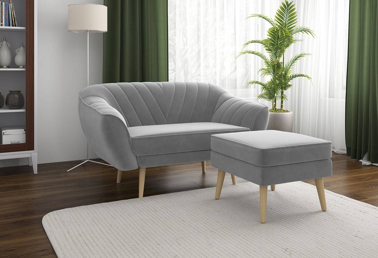 kanapa dwuosobowa z pufą Mia