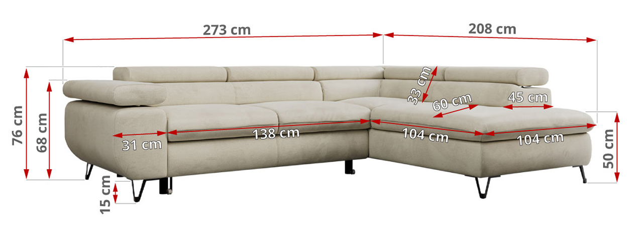 Narożnik PETER L - Monolith 02 - beżowy - OUTLETU - 42_1