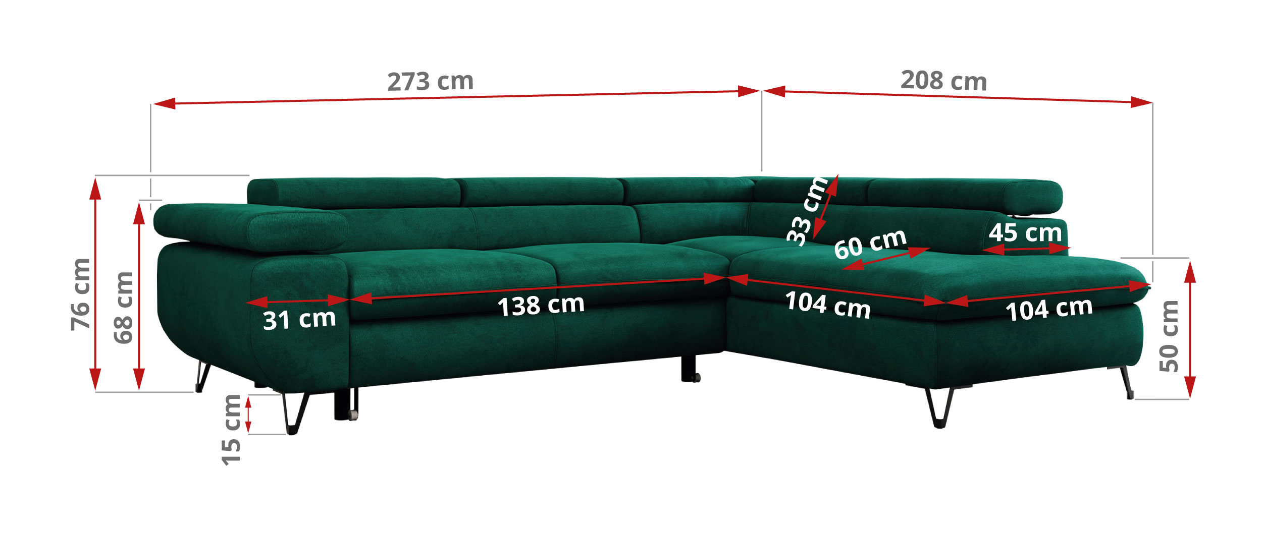 Narożnik PETER L - Monolith 37 - zielony - OUTLETU - 42_1