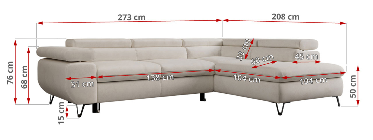 Narożnik PETER L - Paros 01 - beżowy - OUTLETU - 42_1