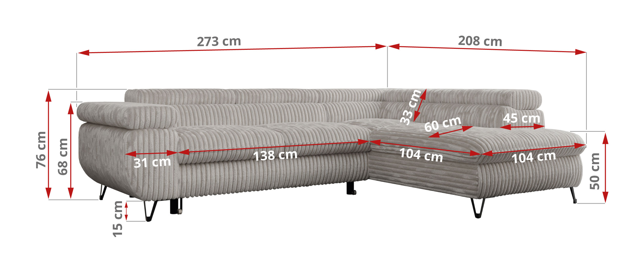 Narożnik PETER L - Tilia 86 - szary - OUTLET - 42_1