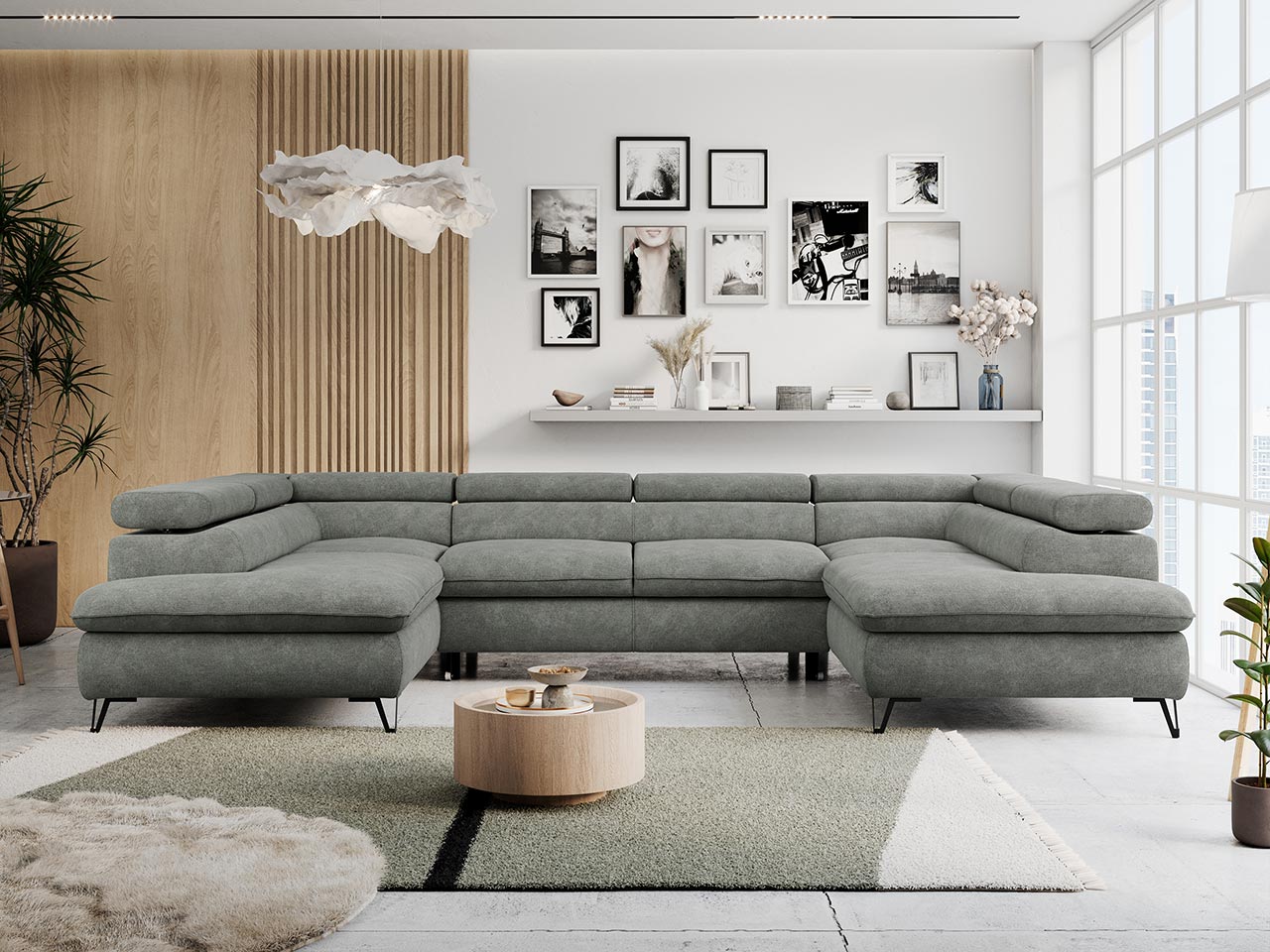 PETER U szary, narożnik w literę U, nowoczesny