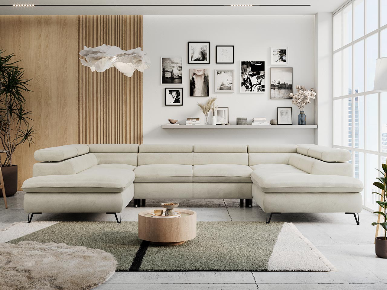 PETER U beżowy, narożnik w literę U, nowoczesny