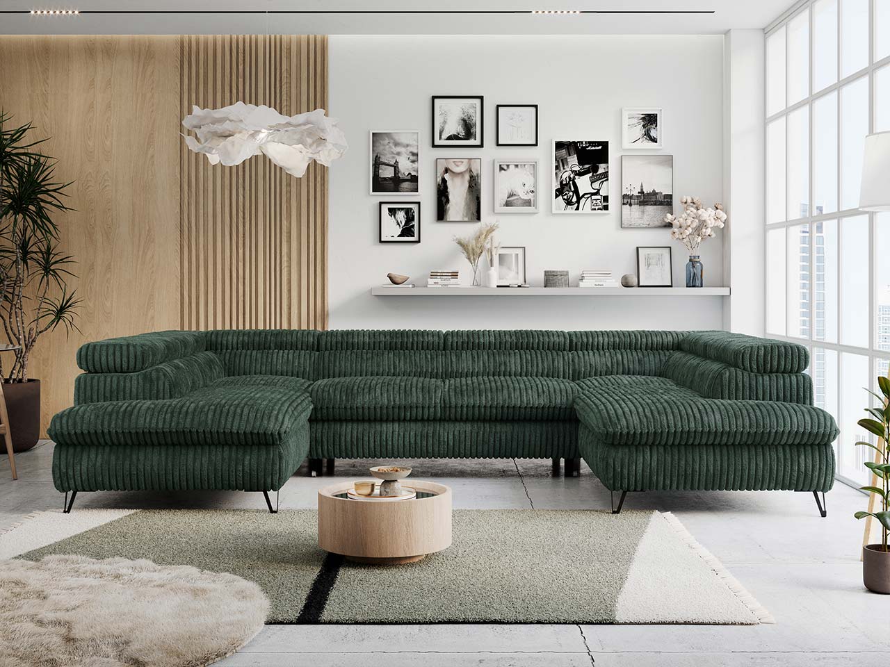 PETER U zielony, narożnik w literę U, nowoczesny