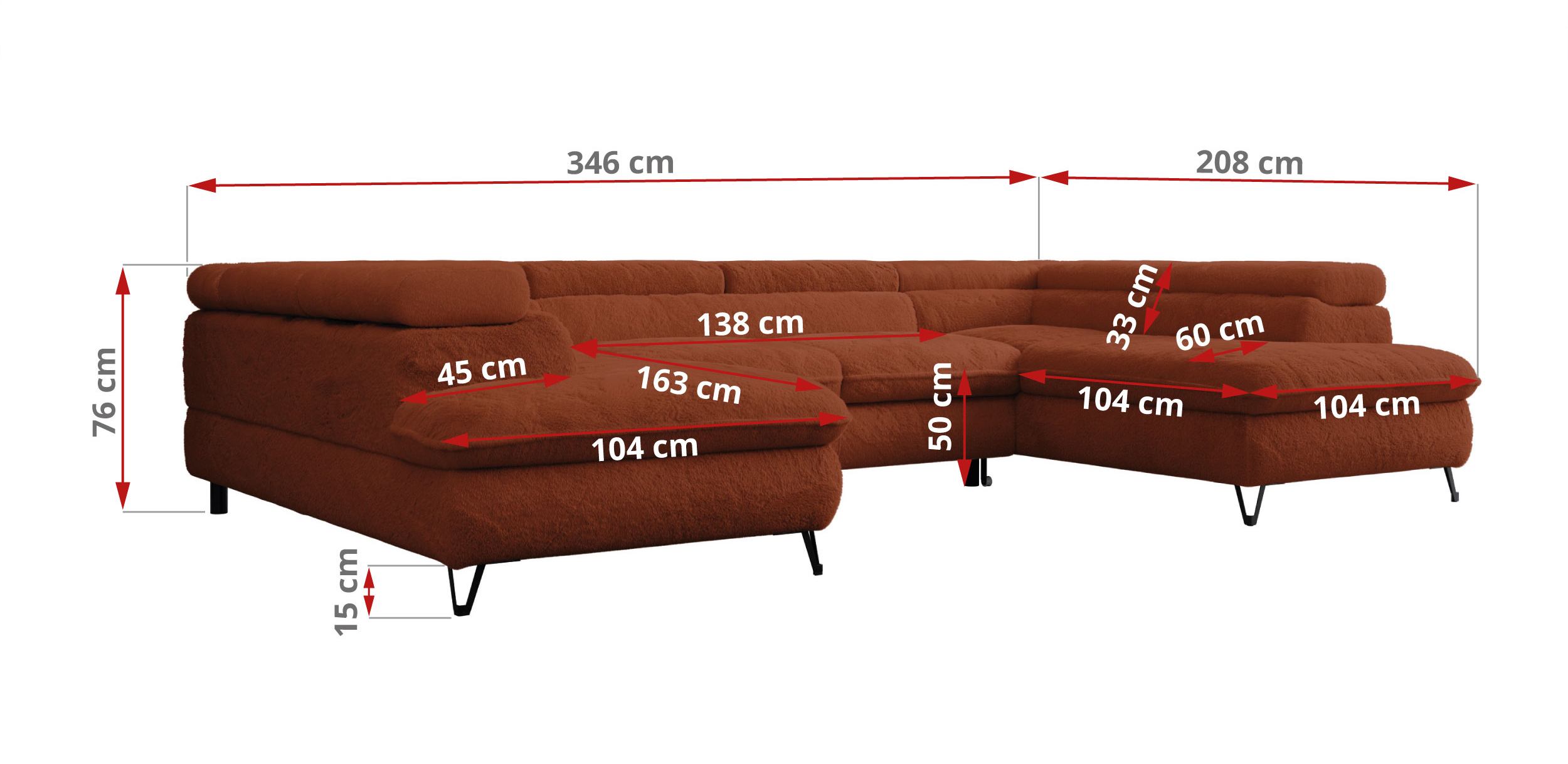 Narożnik PETER U - Lapit 44 - pomarańczowy - OUTLET - 42_1