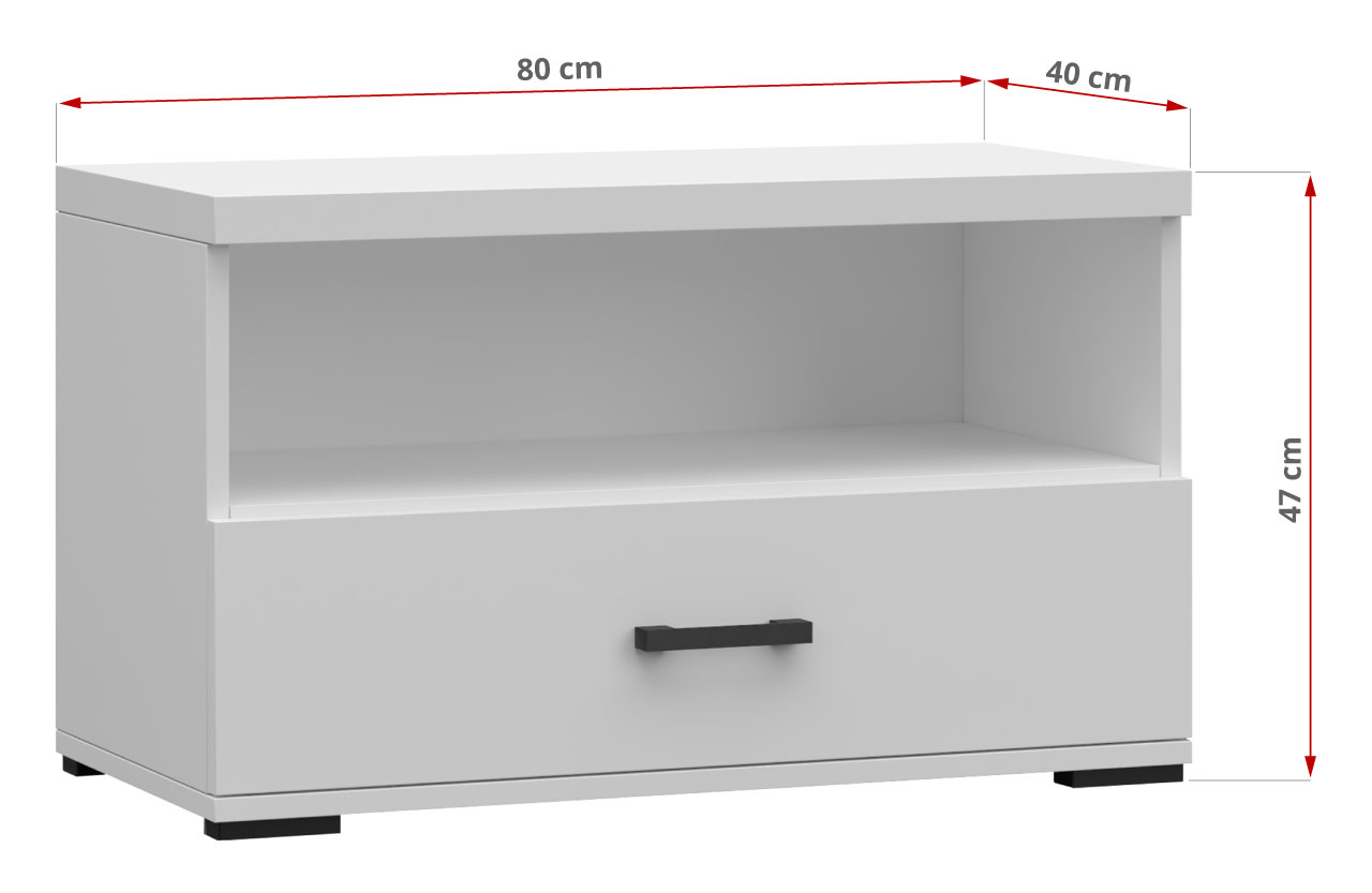 Szafka pod telewizor i konsolę z szufladą i wnęką do pokoju - DESNA - Biały - 50_1