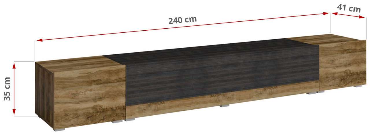 Elegancka długa szafka RTV pod telewizor do salonu - FORCE I Satin Orzech / Touchwood - 63_1