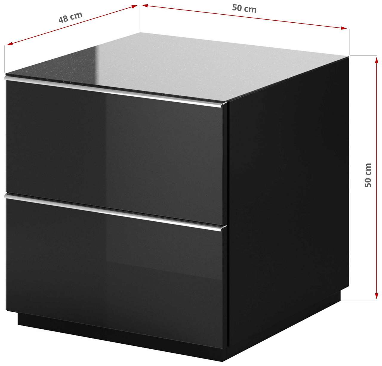 Czarna mała komoda z szufladami - HEVELIO Czarne szkło - Czarny - 63_1