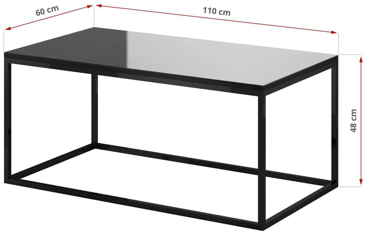 Stolik kawowy do salonu w czarnym kolorze - HEVELIO Czarne szkło - Czarny - 60_1
