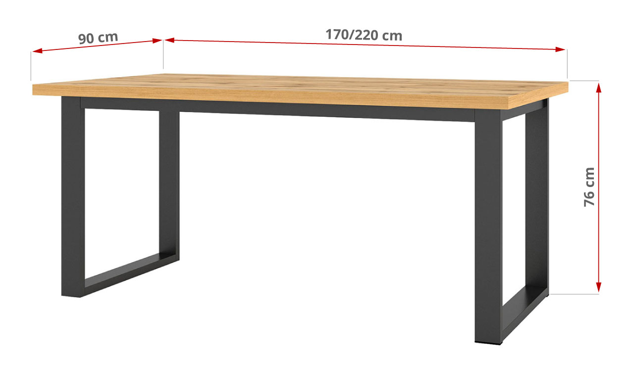 wymiary stołu Salle WM dąb wotan