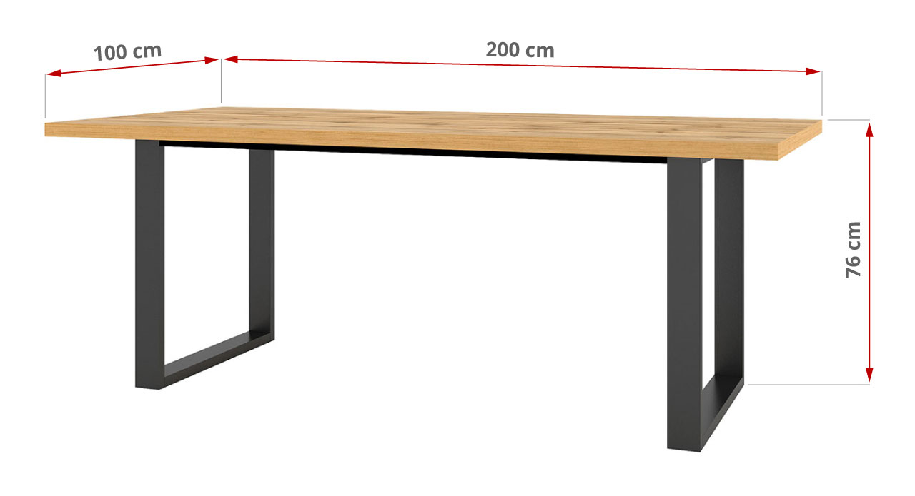 wymiary stołu Saale WM dąb wotan