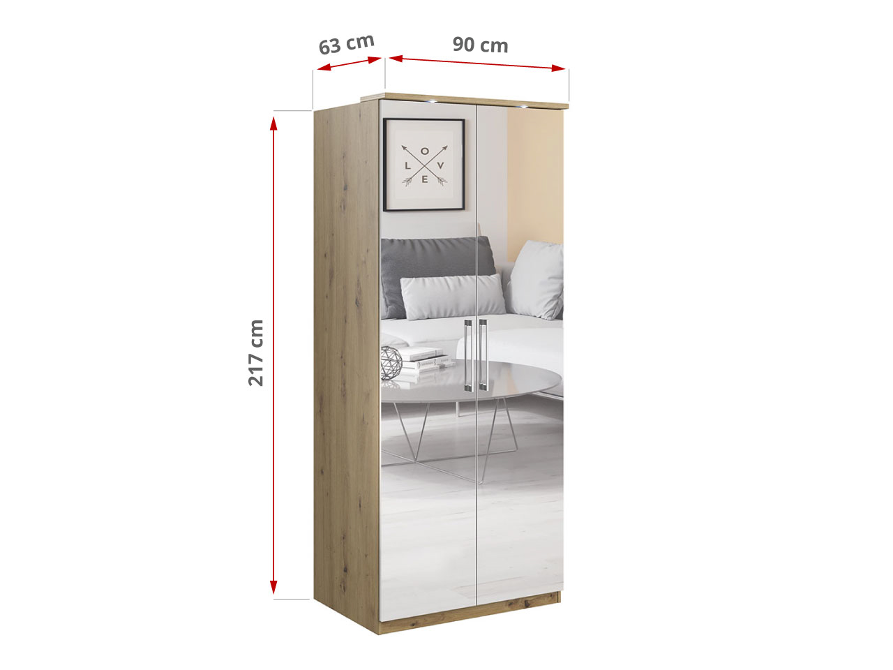 szafa dwudrzwiowa z lustrem Oliver