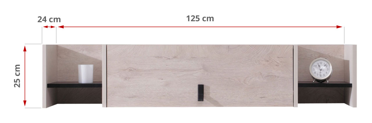 Półka z szufladą w nowoczesnym stylu wisząca - NALET Czarny / Dąb / Beż - 52_1