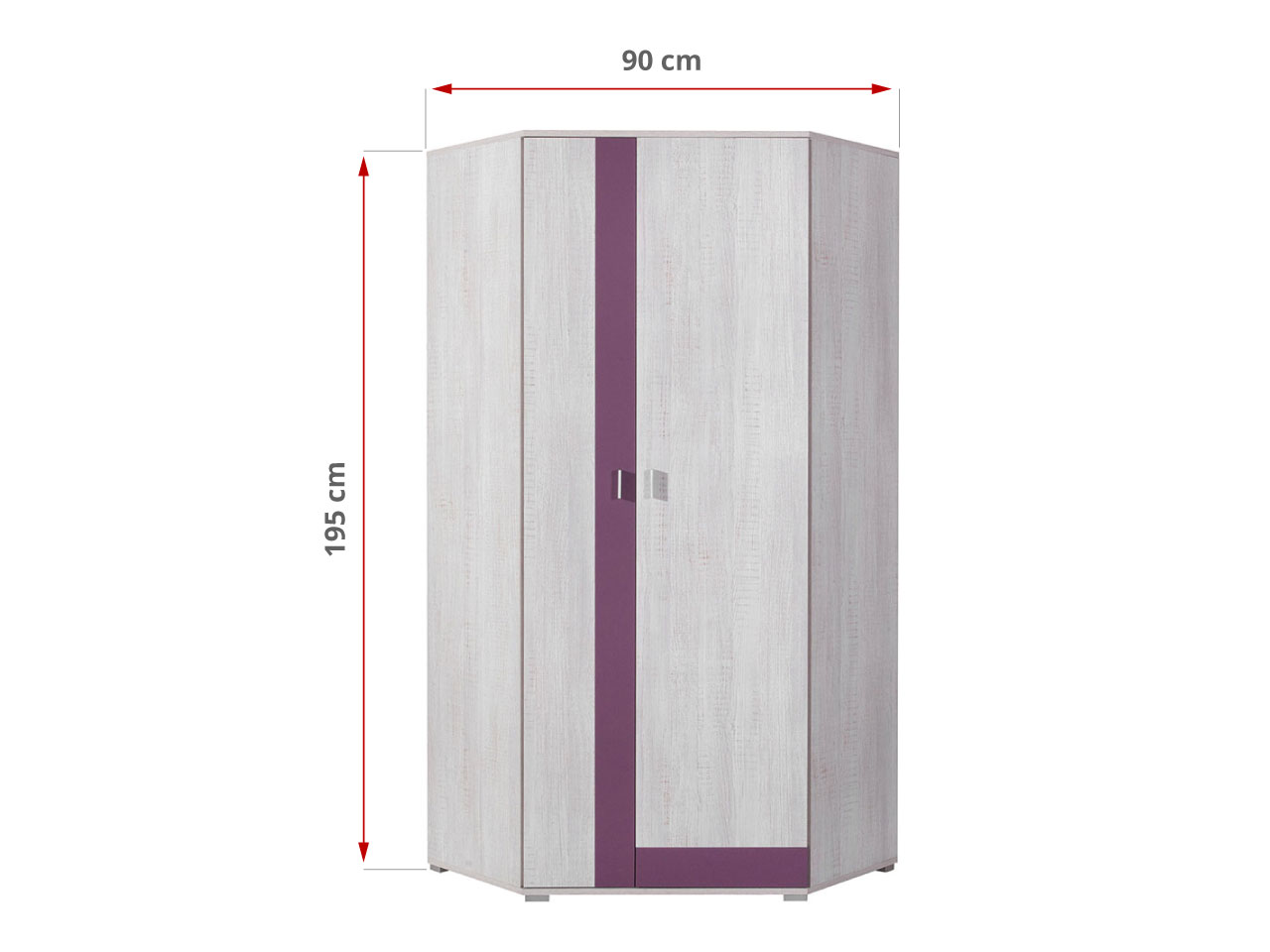 Pojemna szafa narożna z półkami i drążkami do pokoju dziecka - NASTIA Sosna bielona / Viola - 23_1