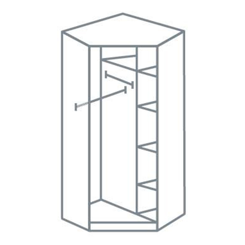 Pojemna szafa narożna z półkami i drążkami do pokoju dziecka - NASTIA Sosna bielona / Viola - 2