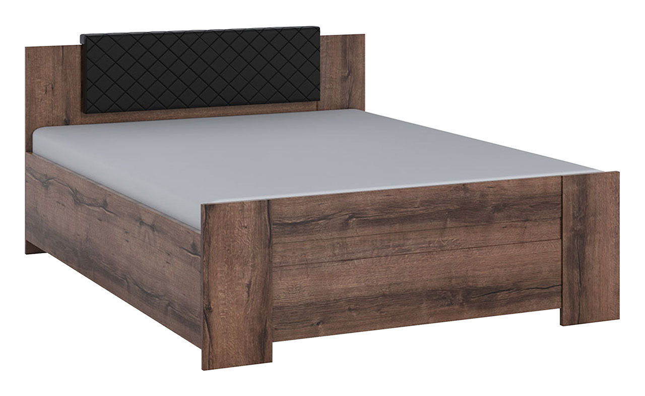 Modne łóżko 160x200 z pojemnikiem na pościel i stelażem - BERY Dąb Monastery - 64_2