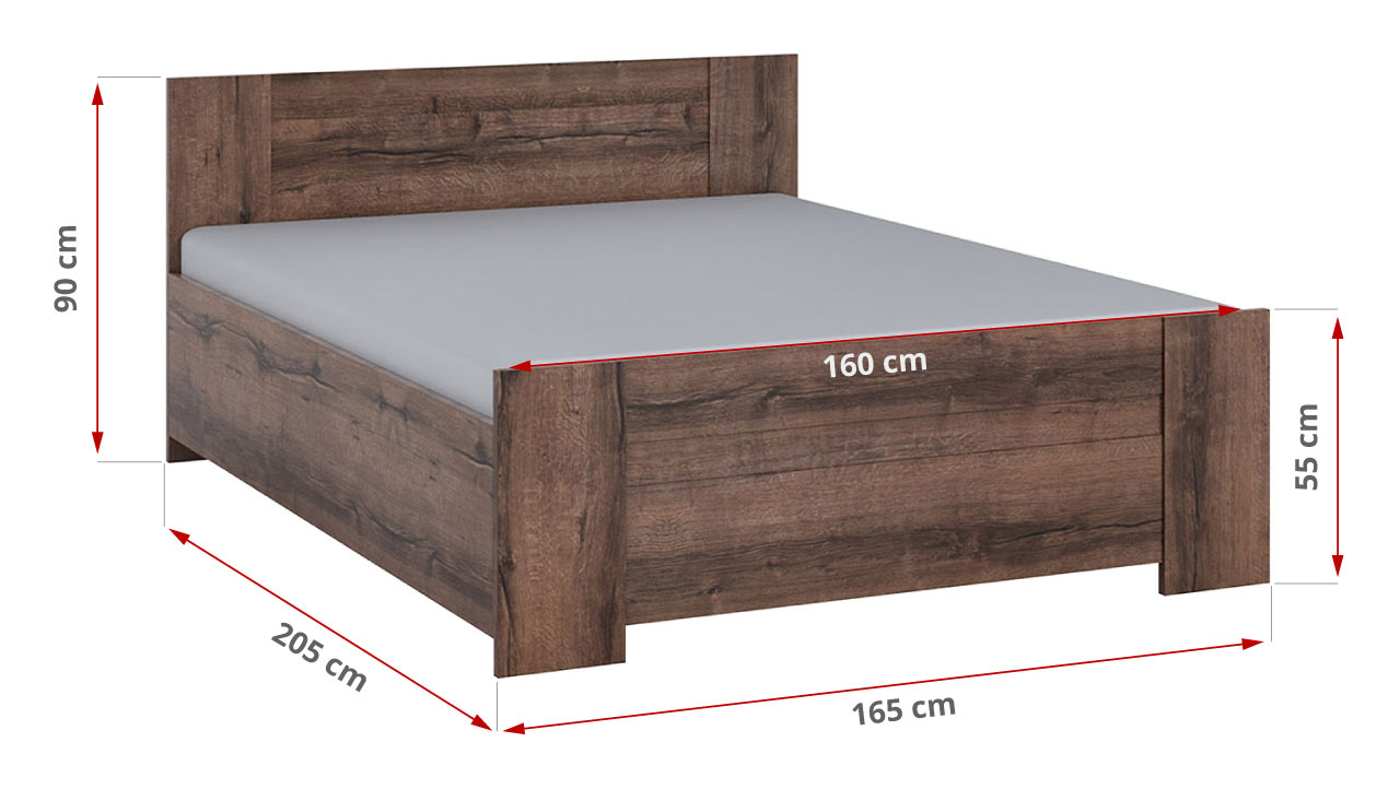 Modne łóżko 160x200 z pojemnikiem na pościel i stelażem - BERY Dąb Monastery - 47_1