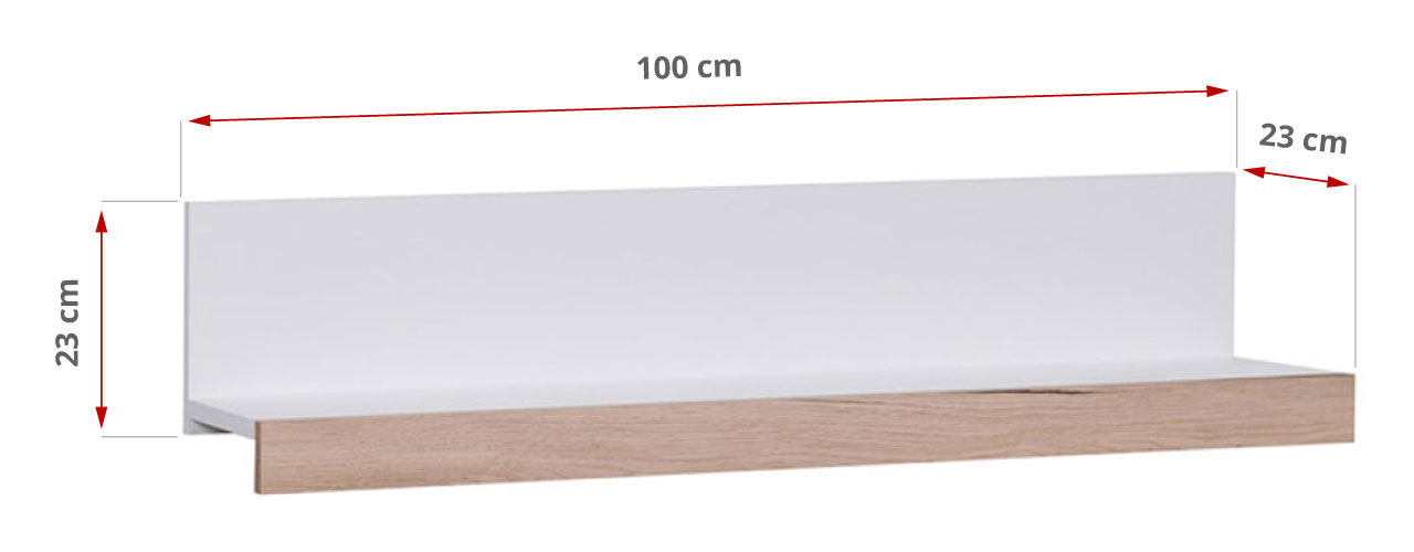 Półka wisząca na książki i drobiazgi 100 cm do pokoju i salonu - LUGO Biały / San Remo jasny - 52_1