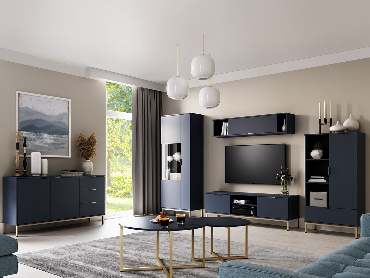 meble systemowe PAGANE granatowe