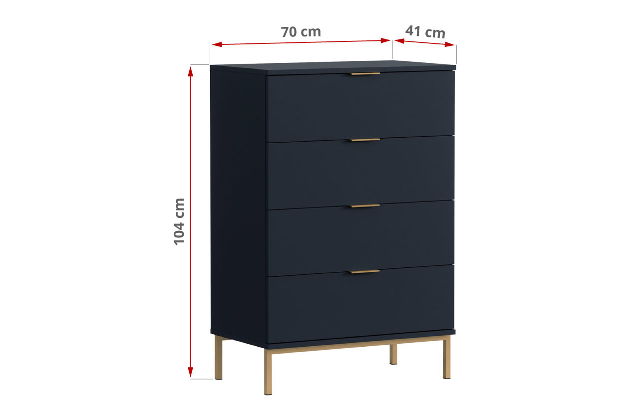 komoda granatowa z szufladami wymiary