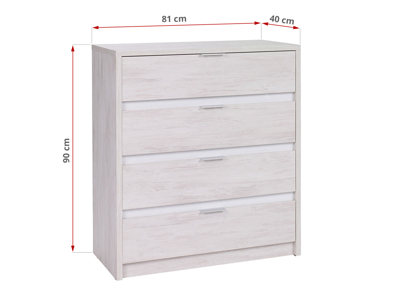 Komoda z głębokimi szufladami do sypialni - VIGA Dąb Biały / Biały połysk - 63_1