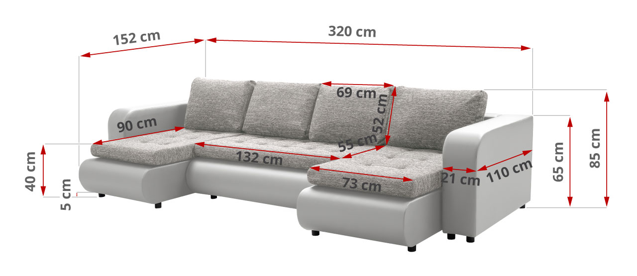 Rogówka duża rozkładana do salonu z funkcją spania - DUERTO U - 42_1
