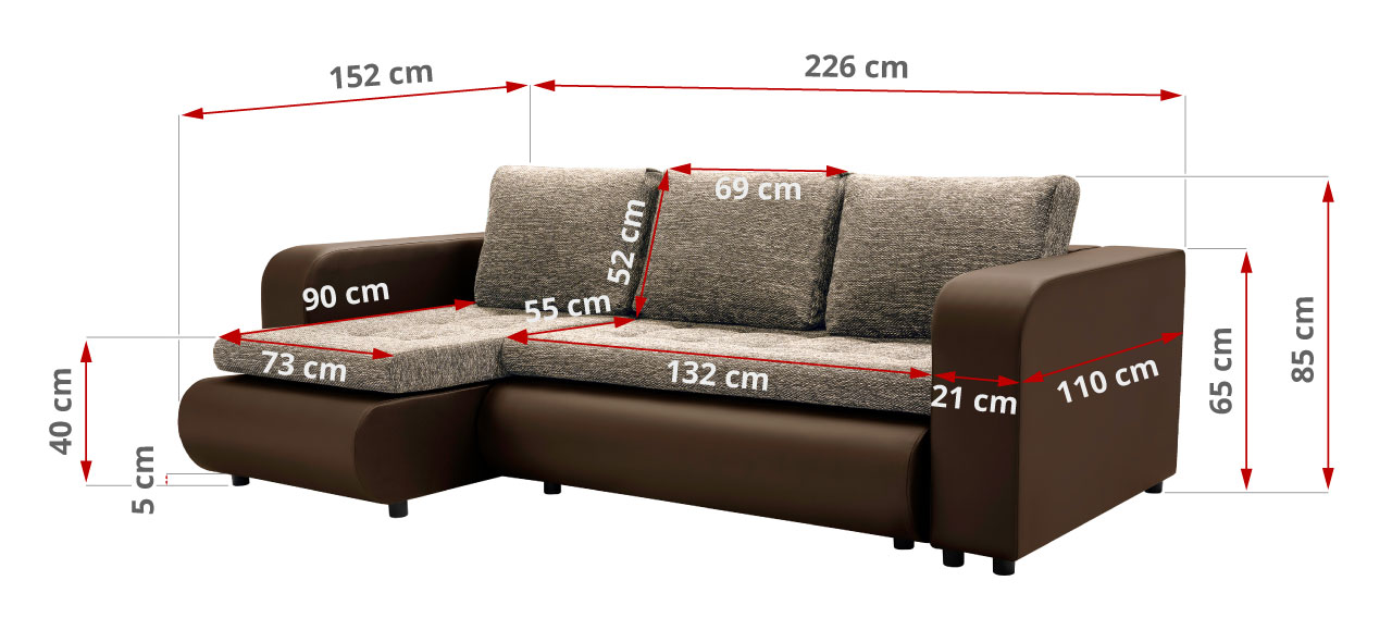 Mała kanapa rogowa do salonu z funkcją spania i modnymi bokami - DUERTO - 42_1