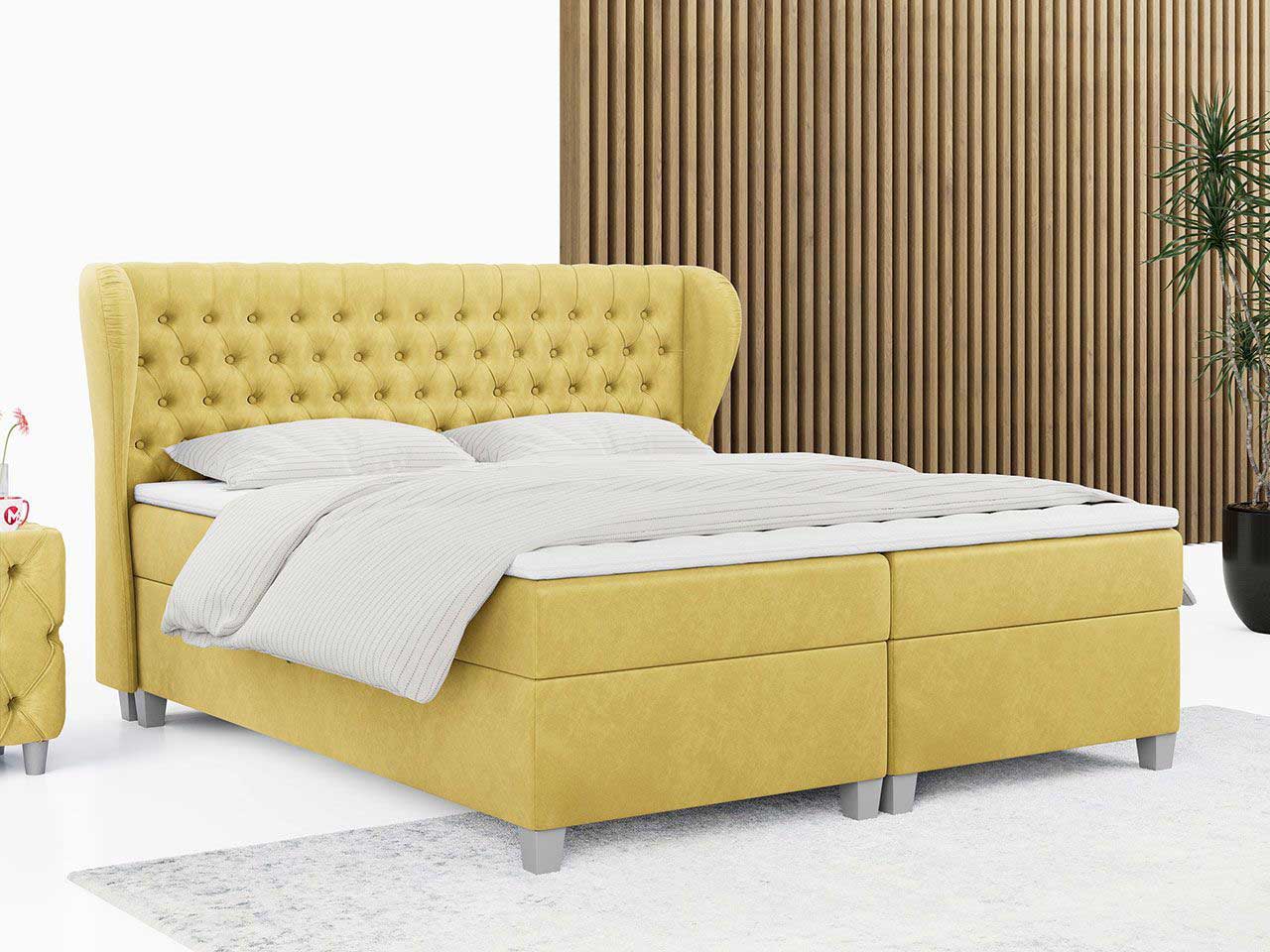 łóżko kontynentalne burlone żółte