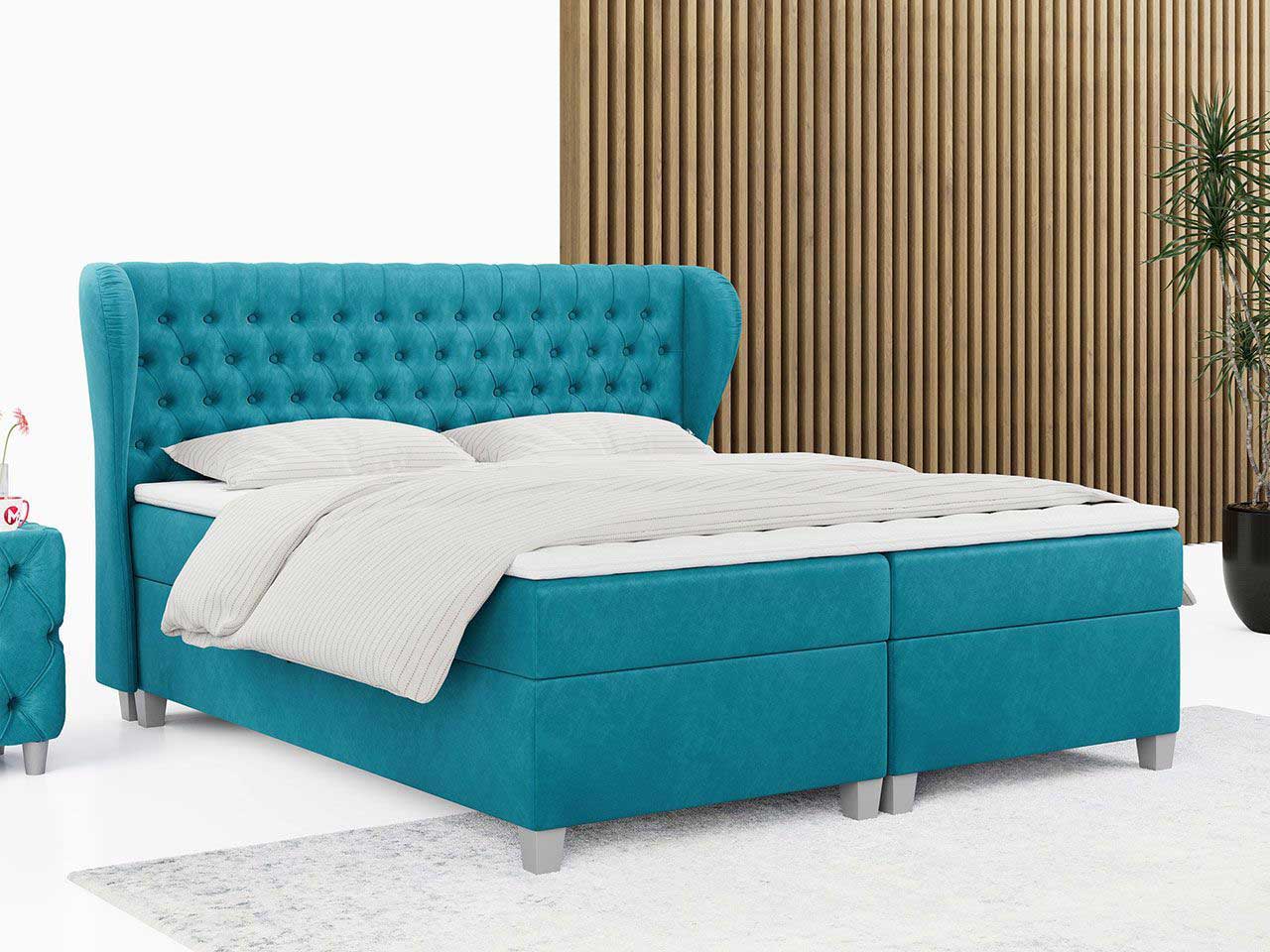 łóżko kontynentalne burlone turkusowy