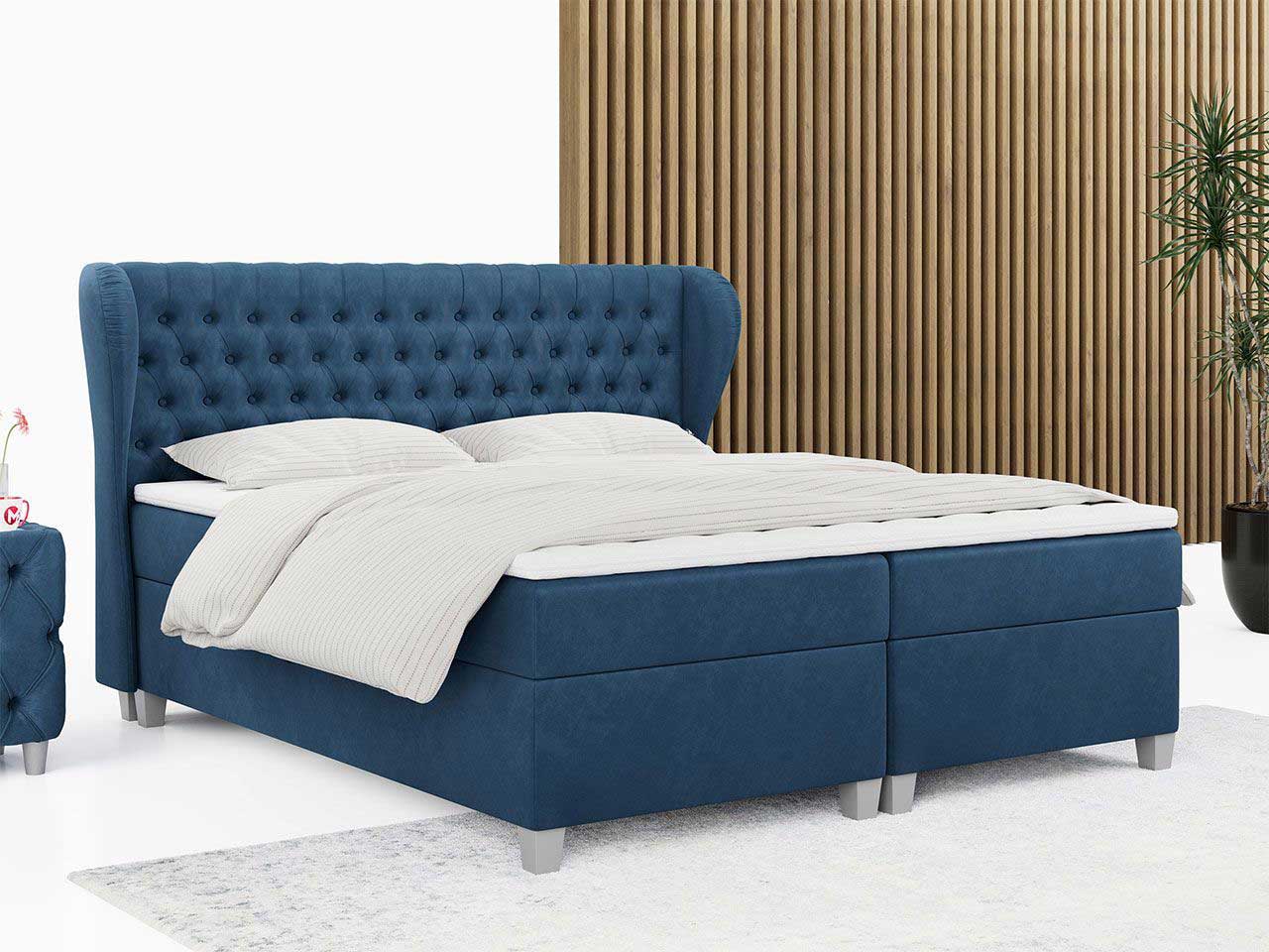 łóżko kontynentalne burlone niebieskie