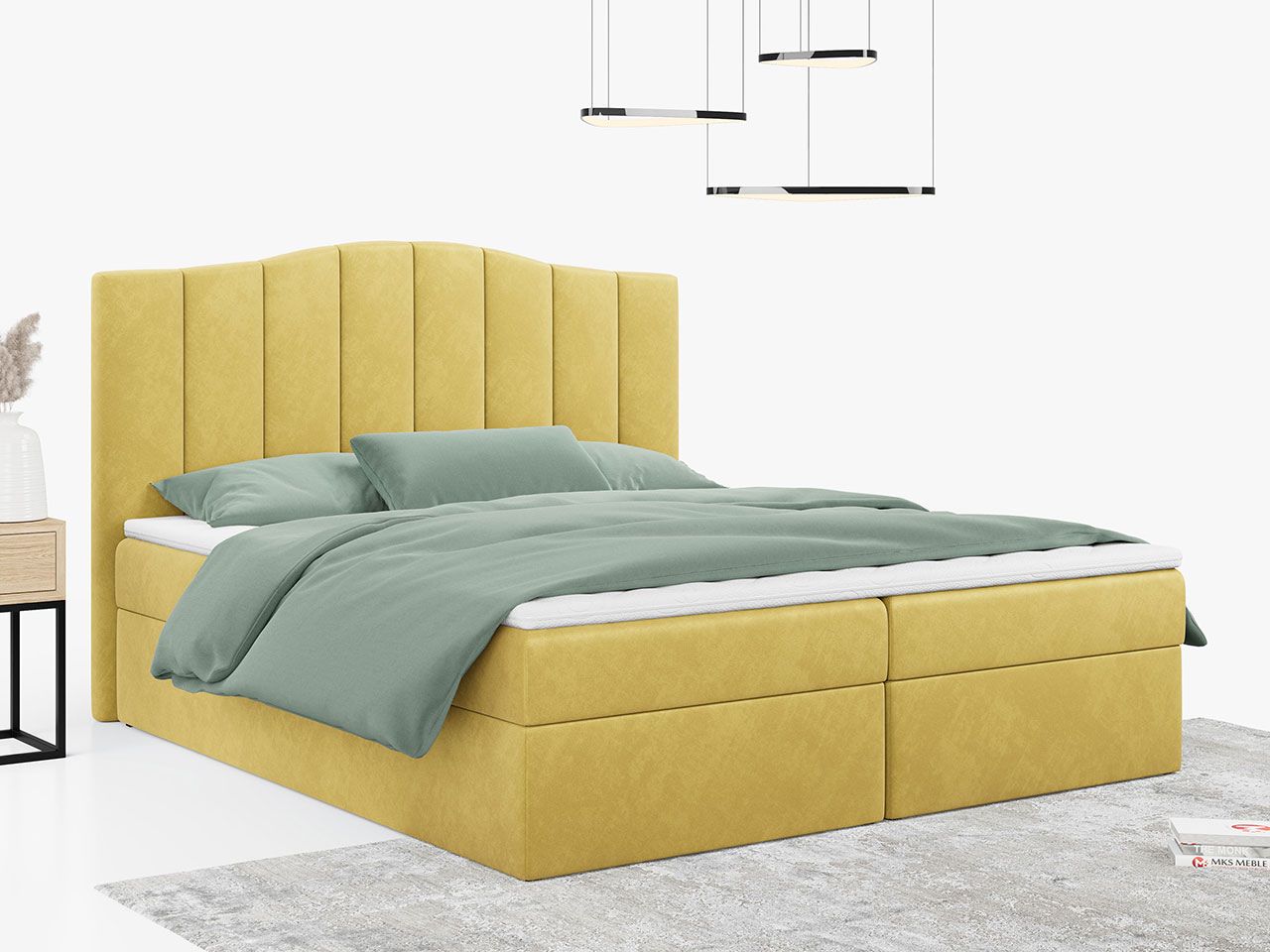 łóżko kontynentalne linate żółte