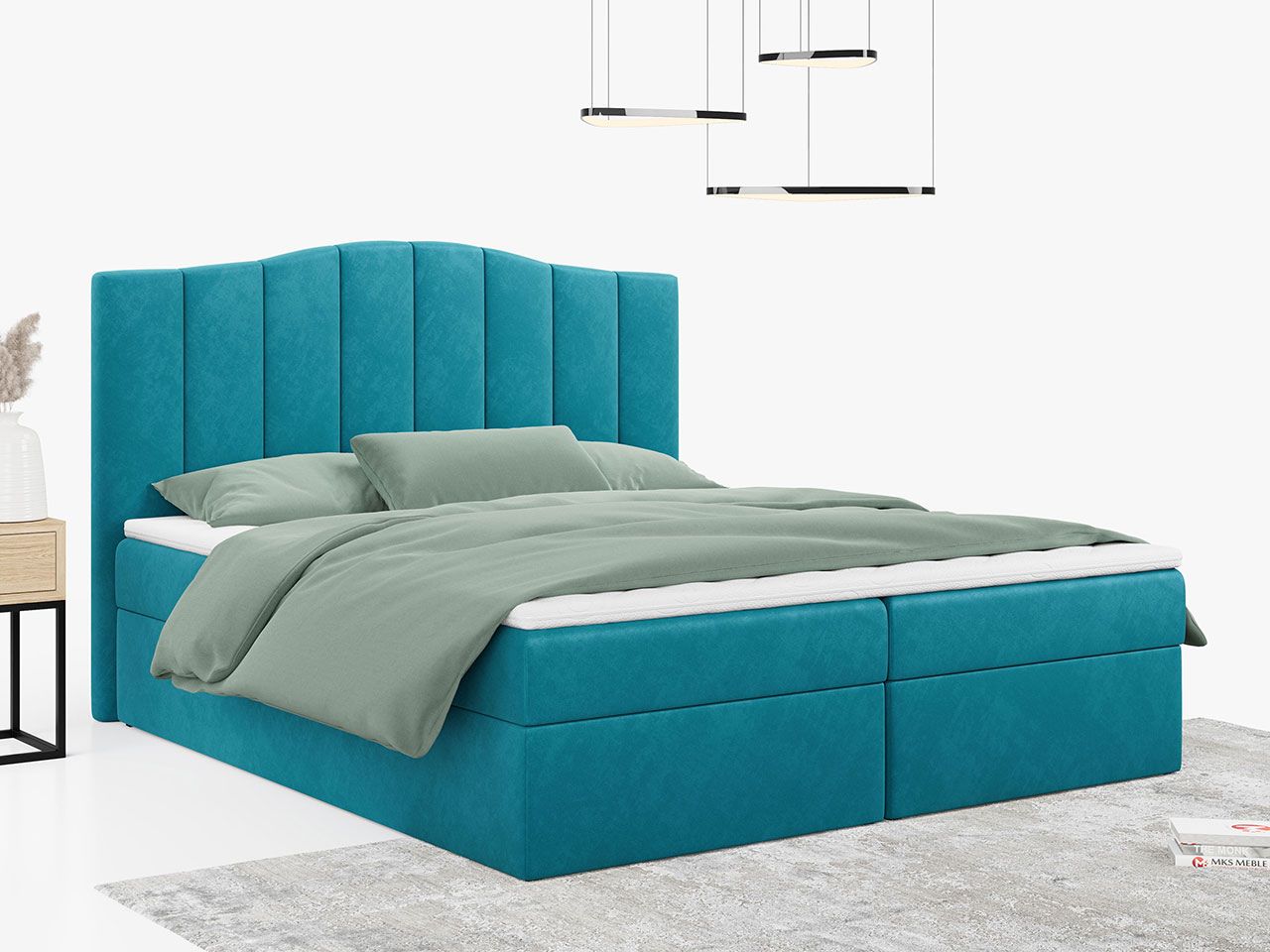 łóżko kontynentalne linate turkusowe