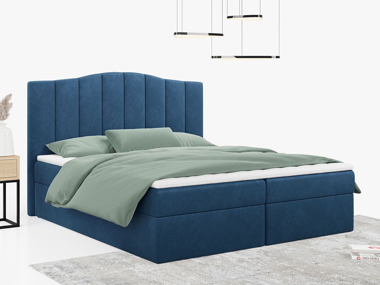 łóżko kontynentalne linate niebieskie