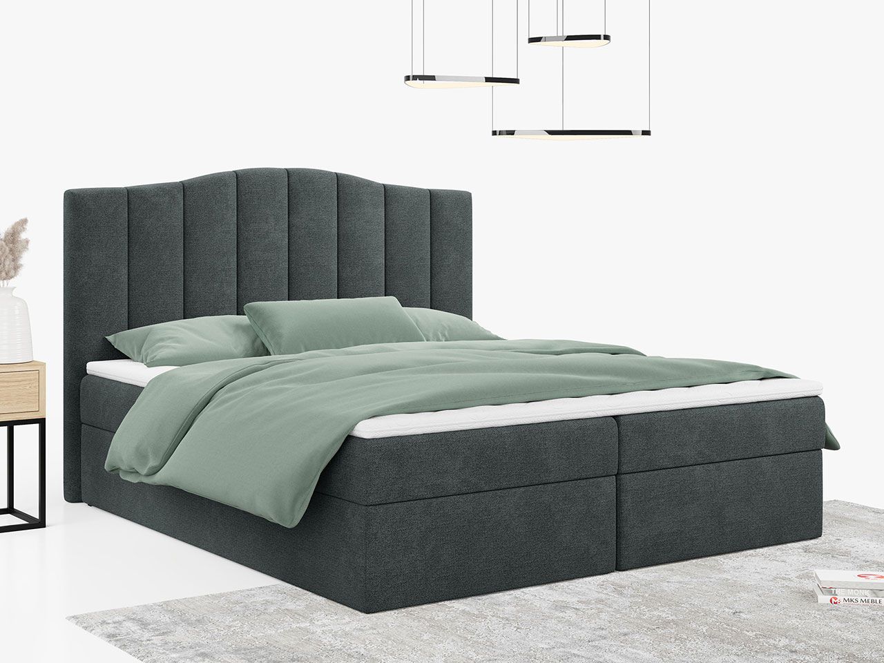 łóżko kontynentalne linate szare