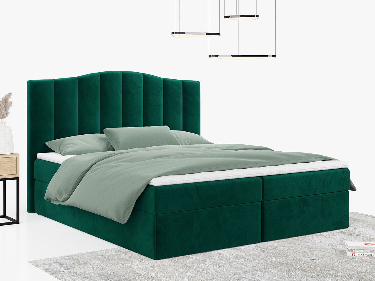 łóżko kontynentalne linate butelkowa zieleń