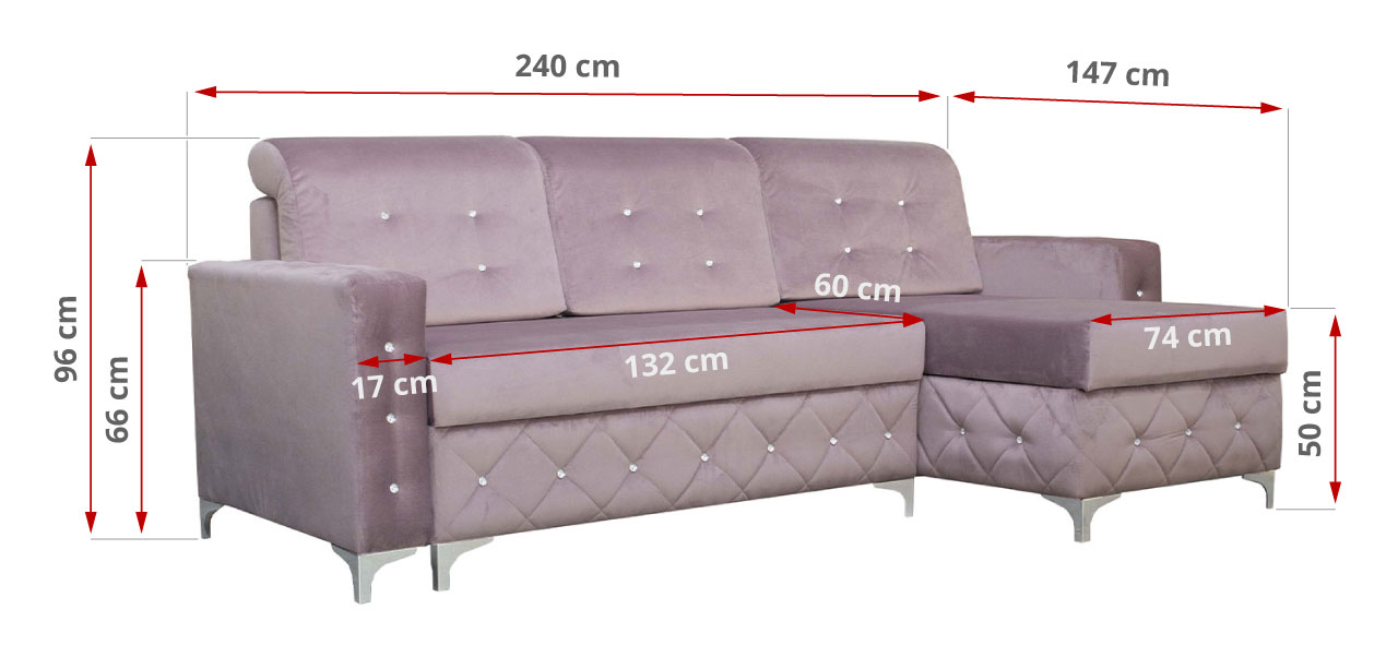 narożnik wymiary różowy