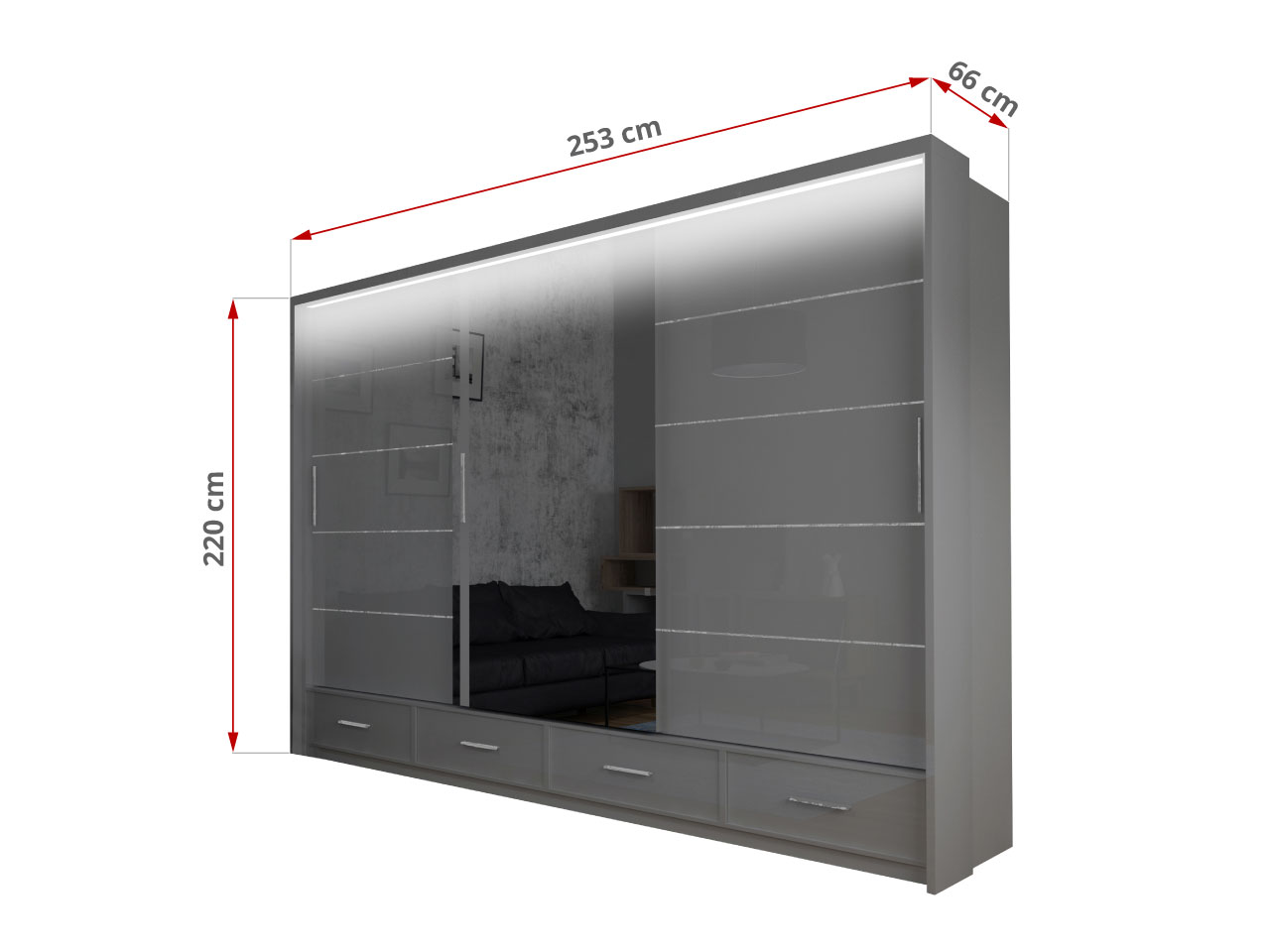 wymiary szafy 250 cm soneo