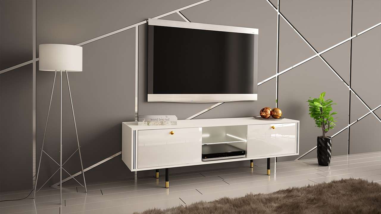 SZAFKA RTV CRISTAL 1 BIAŁY POŁYSK