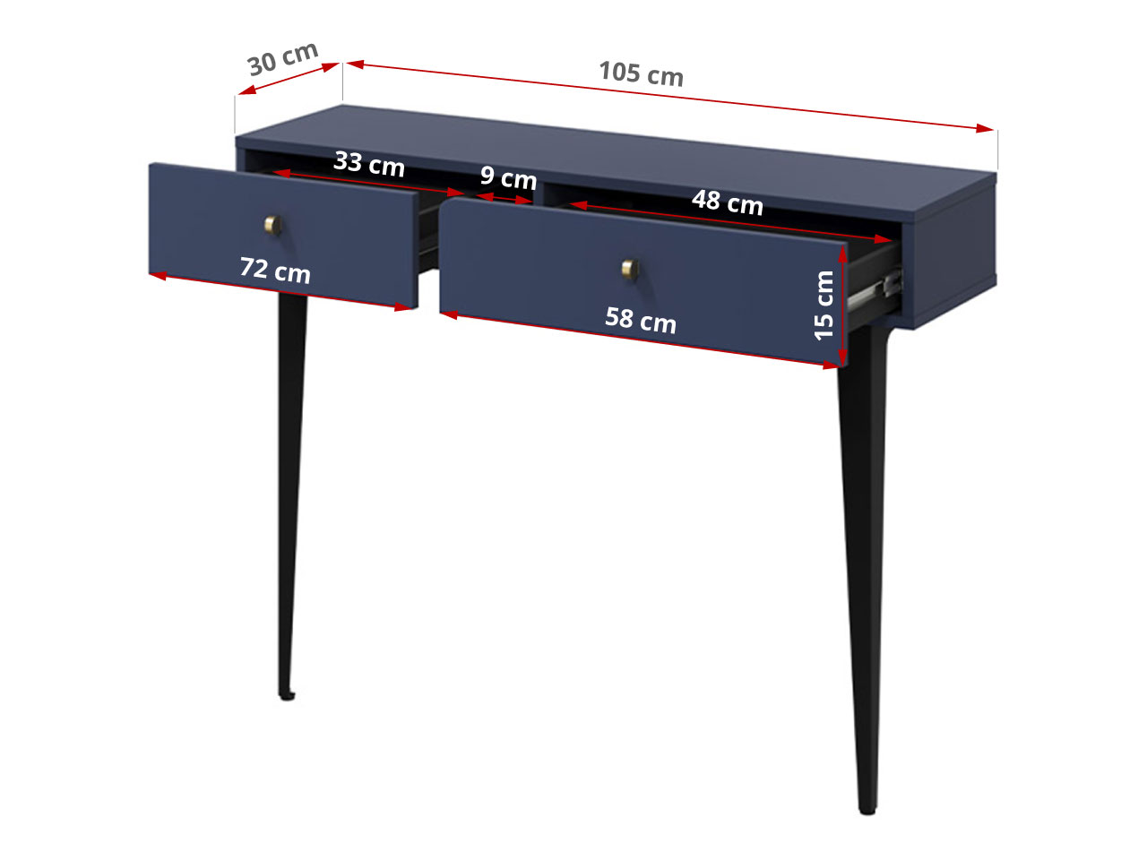 Wymiary granatowej konsoli