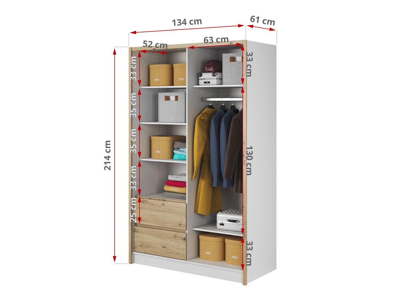 szafa przesuwna 130 cm FLORIA wymiary