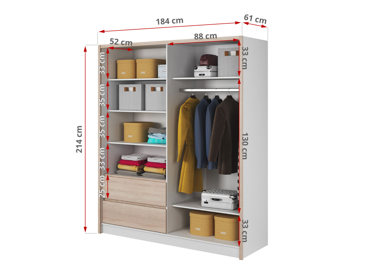 szafa przesuwna 180 cm FLORIA wymiary