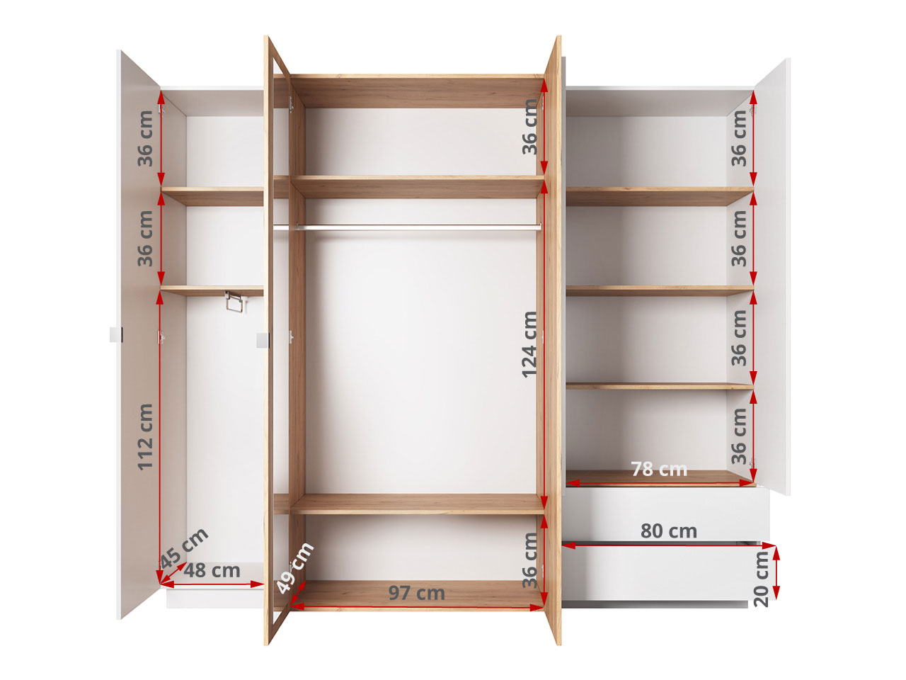 wymiary wnętrza szafy Vitualo