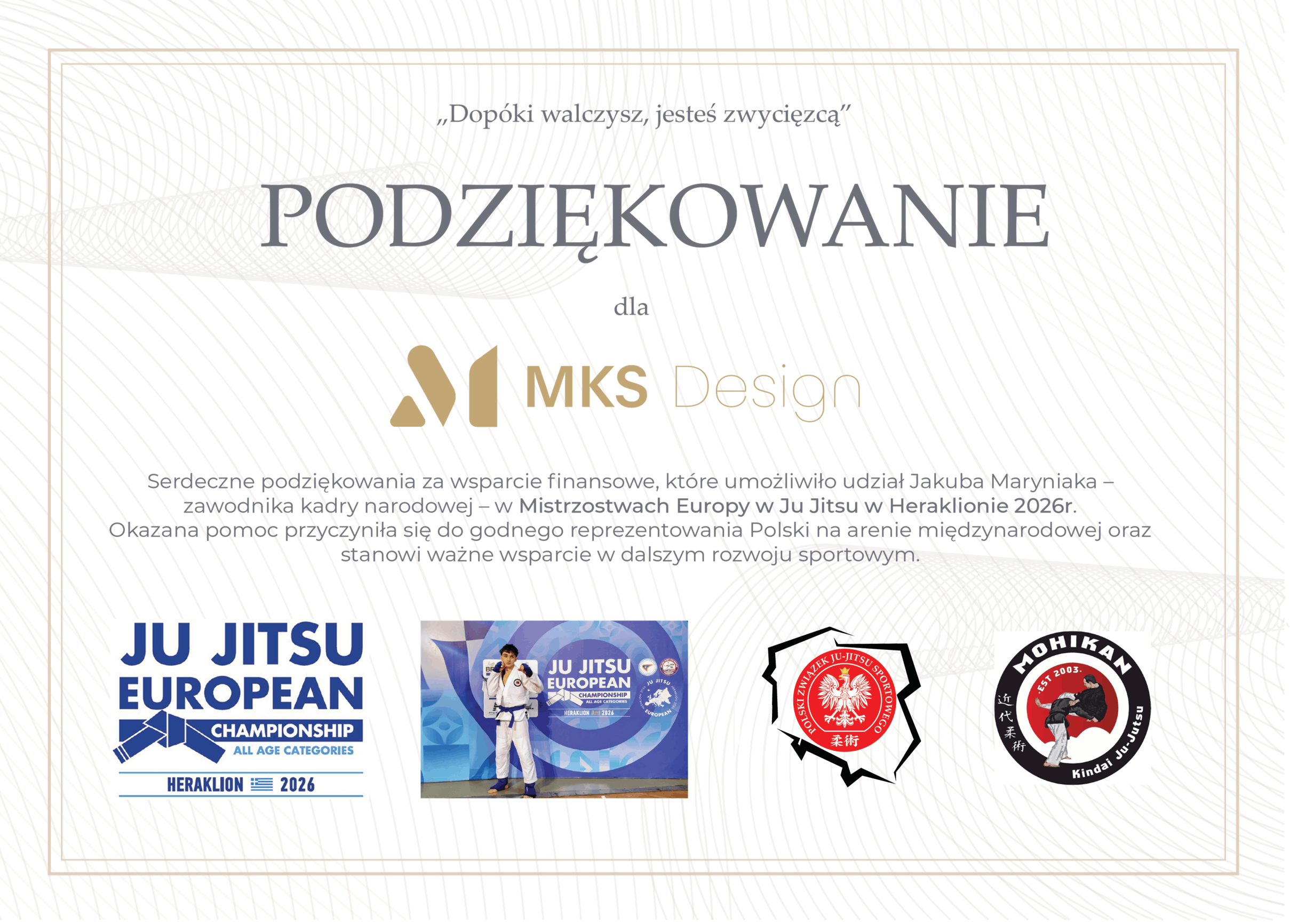 Podziękowanie – Ju-Jitsu European Championship 2026