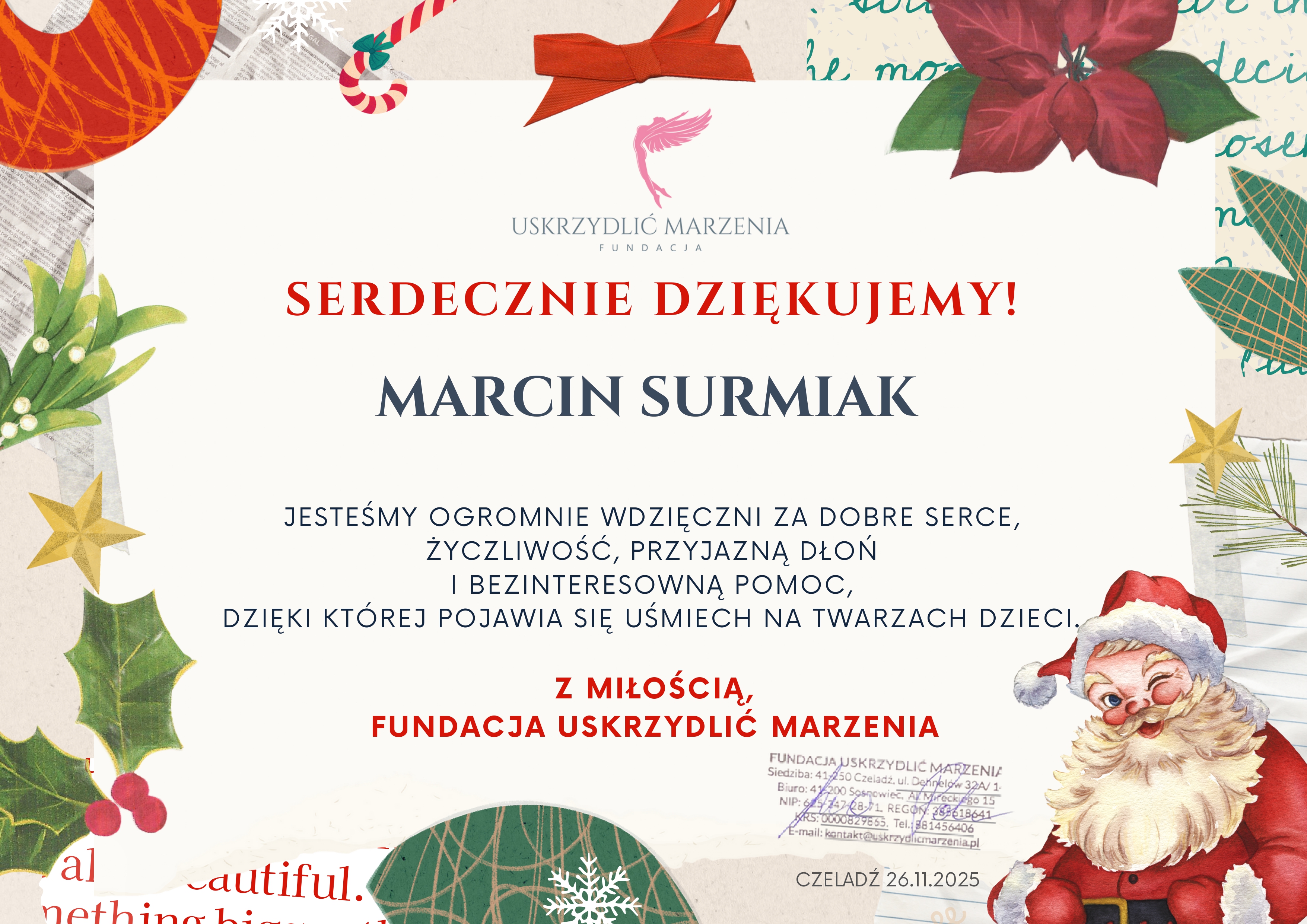 Podziękowania – akcja Pomagam Mikołajowi (2025)
