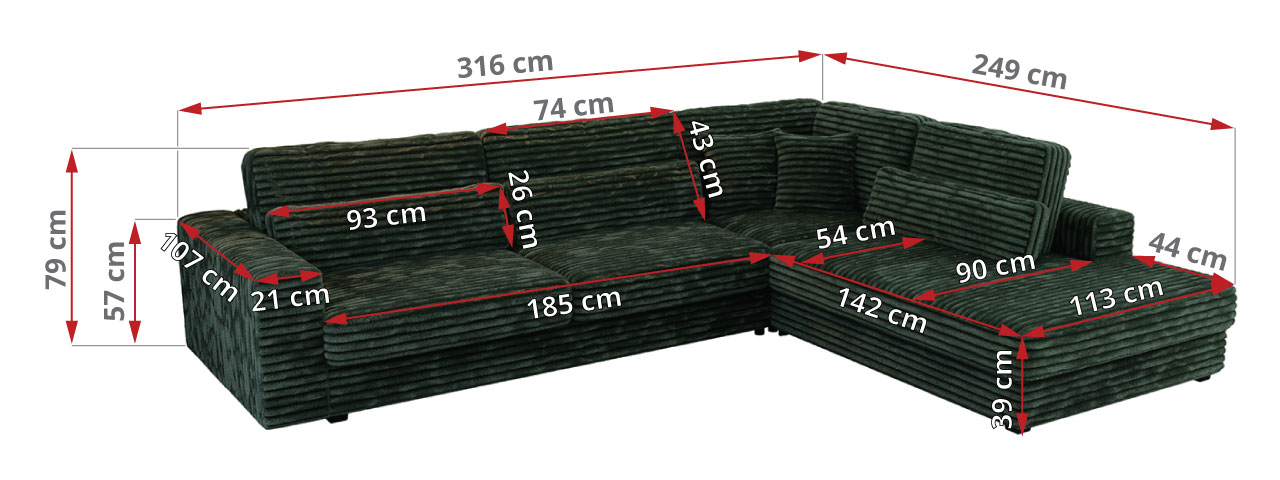 Narożnik SAVONA L - Tilia 39 - zielony - OUTLETU - 42_1