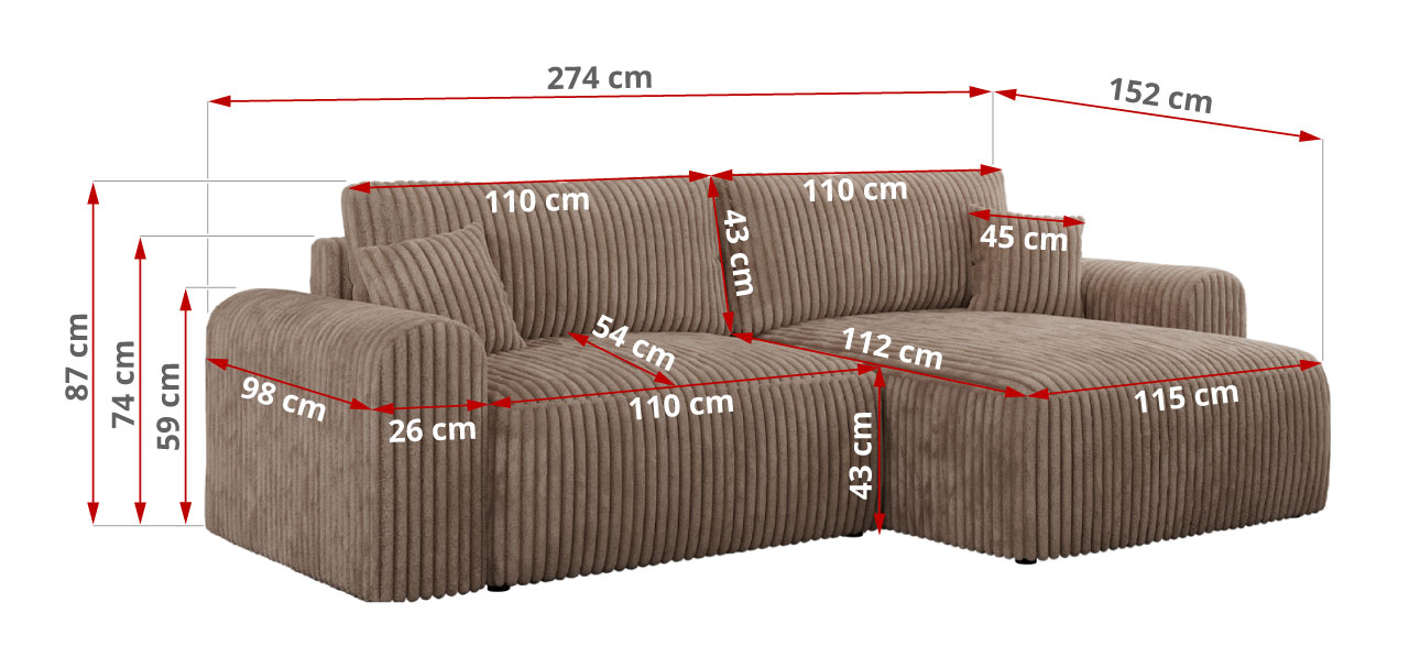 Narożnik NELSON L - Tilia 17 - brązowy - OUTLET - 42_1
