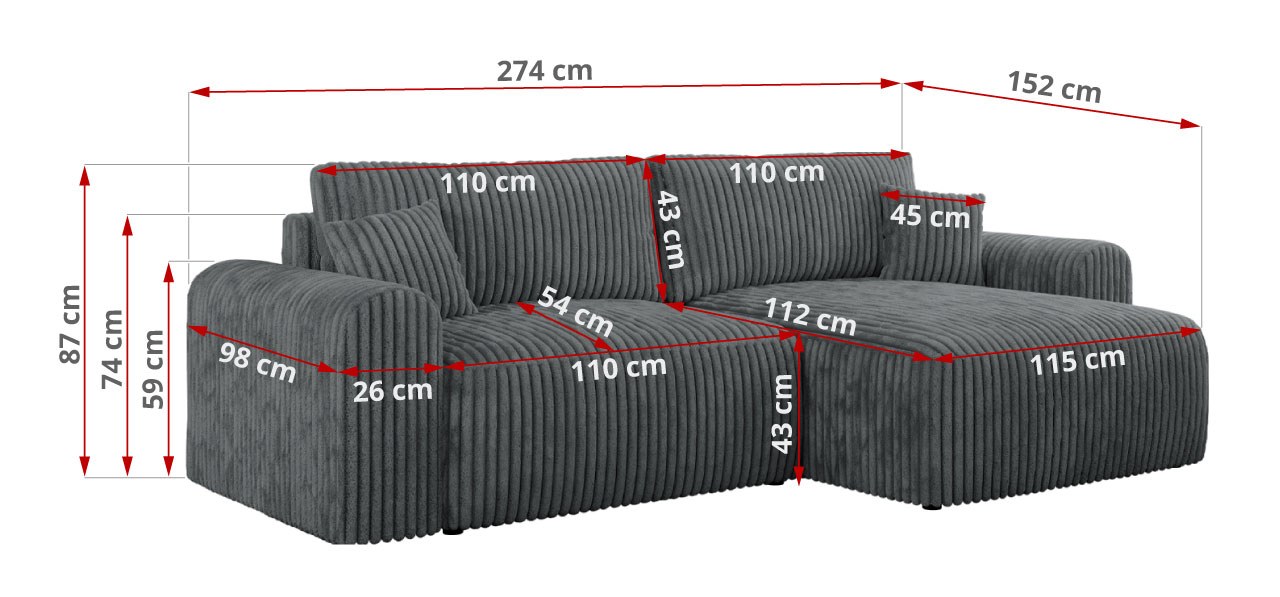 Narożnik NELSON L - Tilia 90 - szary - OUTLET - 42_1