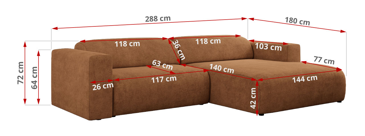 Narożnik PASADENA L - Matana 08 - pomarańczowy - OUTLET - 42_1