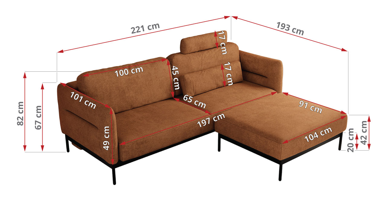 Narożnik SALENTO L - Matana 08 - pomarańczowy - OUTLET - 42_1